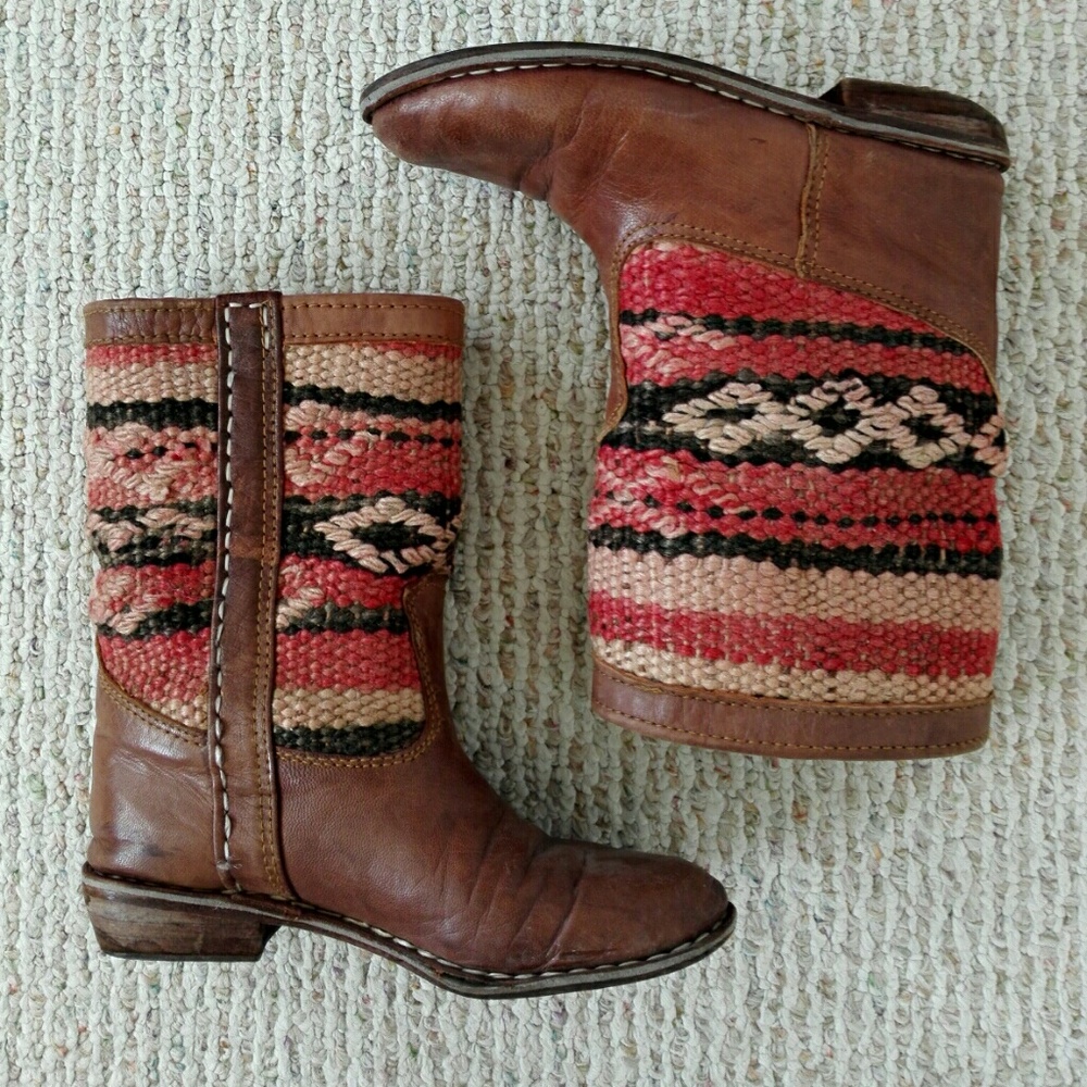 Handmade wool + leather booties from Morocco